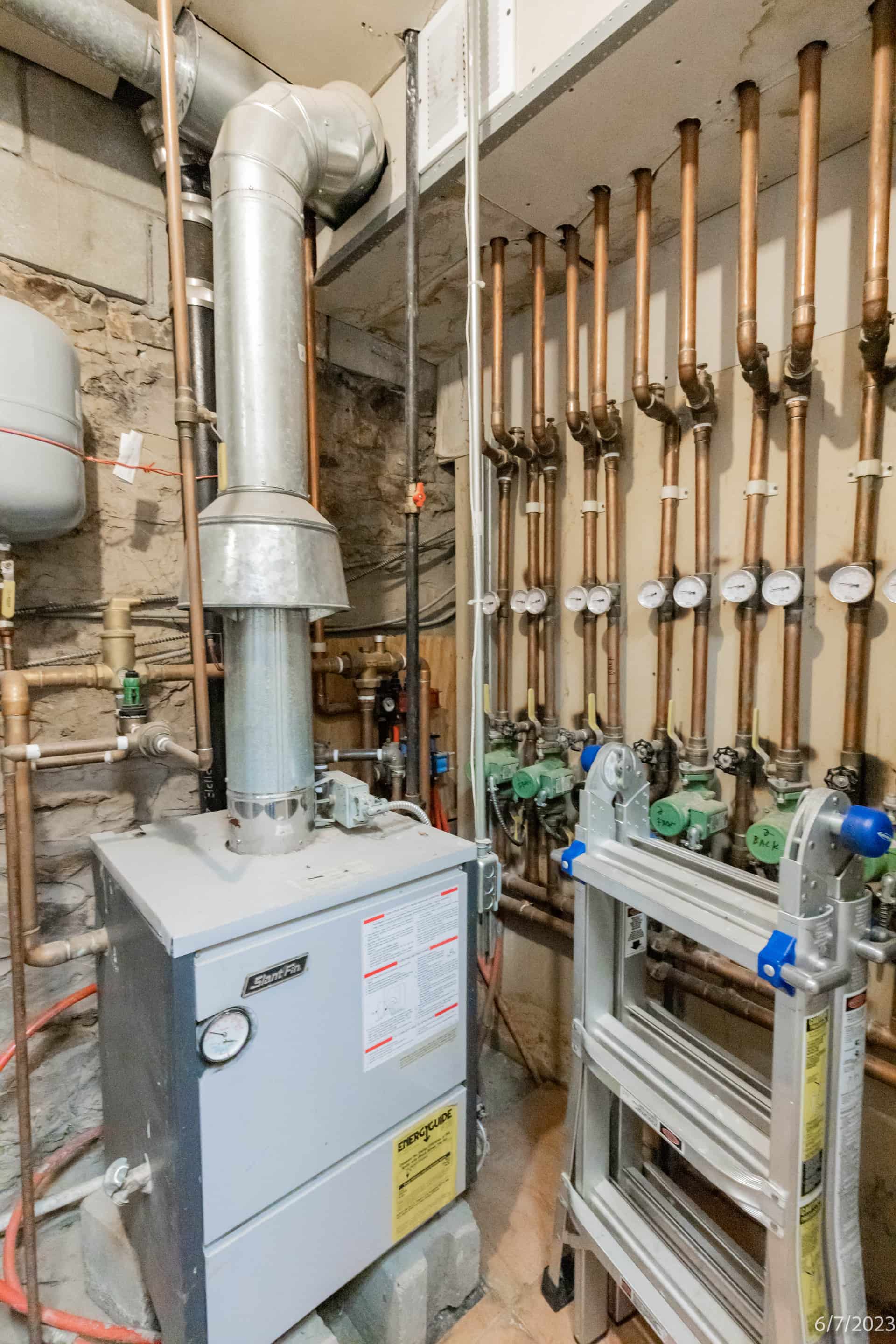 Plumbing access and utility point baseline documentation from an OpenDoors360 pre-construction survey in New York City.